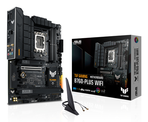 Материнская плата ASUS TUF GAMING B760-PLUS WIFI, LGA1700, B760, 2*DDR5, 4*SATA, 3*M.2, 4*USB 3.2, 1*USB 2.0, Type-C, 2*PCIx16, 2*PCIx1, DP+HDMI, ATX; 90MB1ER0-M1EAY0