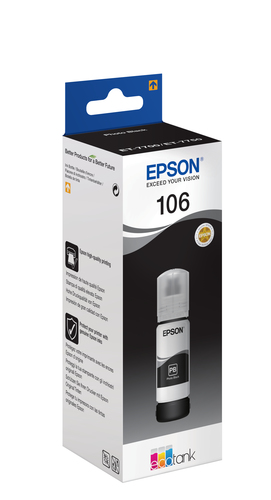 Чернила Epson 106, 70мл, фото-черный, оригинальные, водные, для Epson L7160/7180 (C13T00R140)