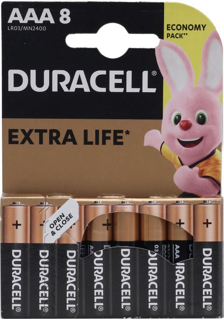 Duracell  MN2400-8 (LR03) Size"AAA", 1.5V, щелочной (alkaline) <уп.  8  шт>