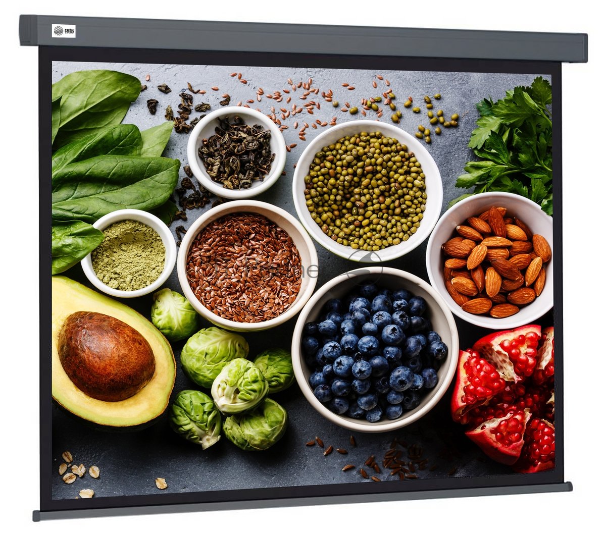 Экран Cactus 150x150 см Wallscreen CS-PSW-150X150-SG 1:1 настенно-потолочный рулонный серый