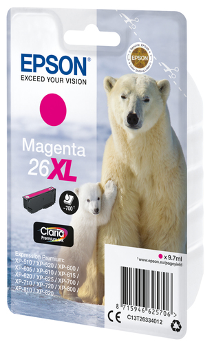 EPSON C13T26334010/4012 Картридж для Epson XP-600, XP-605, XP-700, XP-800, Пурпурный. 26XL MA (cons ink)