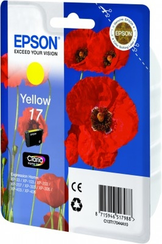 <050054> Картридж струйный EPSON T1704 17 для Epson XP-33/103/203/207/303/306/403/406, жёлтый [C13T17044A10]
