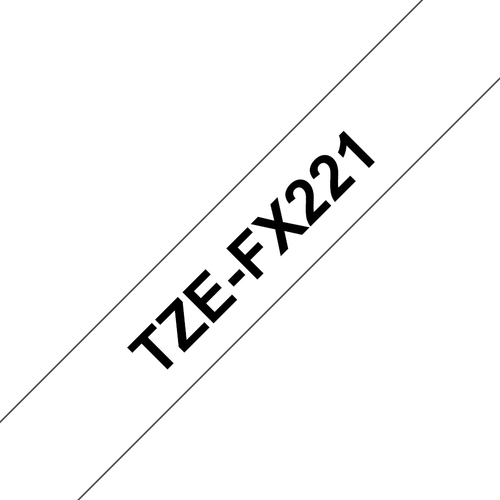 Brother TZE-FX221 Плёнка для наклеек эластичная Brother {чёрный шрифт на белой  основе,  9мм*8м}