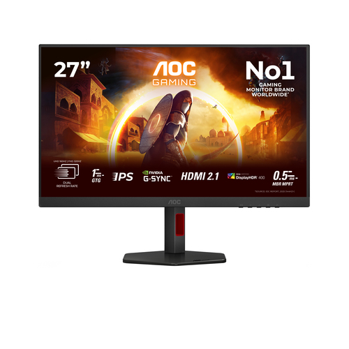 U27G4R - Монитор Игровой 27" AOC U27G4R IPS 3840x2160 160/320Hz 0,5/0,3ms 400cd/m2 1000:1 2xHDMI 1xDP 4xUSB-A 1xUSB-B AudioOut Черный