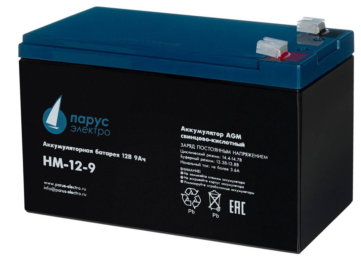 Аккумулятор Парус электро HM-12-9, 12В, 9Ач, AGM