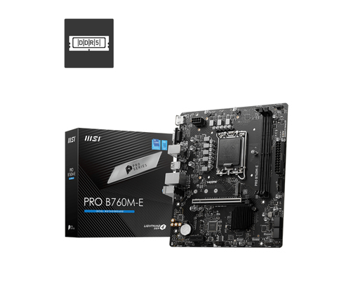 Материнская плата/ MB MSI INTEL B760 s1700, 2xDDR5(128GB), D-SUB/HDMI 1.4, 1xPCIe 4.0x16, 1xPCIe 3.0, 1xLAN, 4xSATA 6Gb/s, 1xM.2, 2xUSB 3.2, 4xUSB 2.0, 1xPS/2, mATX