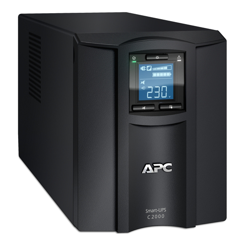 ИБП APC by SE - Smart-UPS C 2000 ВА/1300 Вт, Line-Interactive, in (230V 1xIEC-320 C20), 6xIEC-320 C13, 1xIEC-320 C19, Hot Swap User Replaceable Batteries, LCD, Tower, цвет чёрный, SMC2000I
