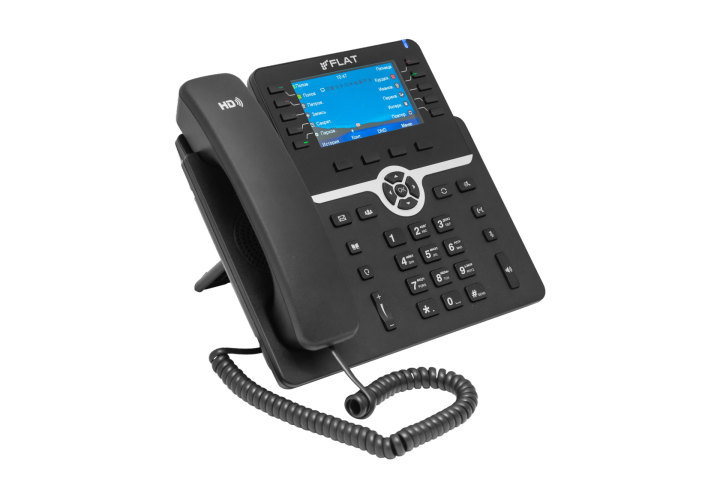 IP-телефон Flat-Phone B10: 20 SIP-аккаунтов, 2 порта 10/100/1000BASE-T (RJ-45), ЖК-дисплей, PoE