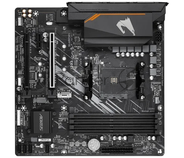 Материнская плата Gigabyte B550M AORUS ELITE, AM4, AMD B550, 4xDDR4, 4xSATA, 2xM.2, 2xPCIe x16, HDMI, DVI, 1xGb LAN, 8xUSB, 3x3.5 мм, 7.1, microATX