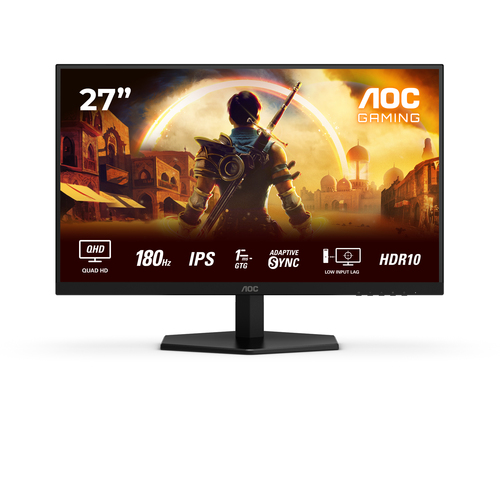 Монитор AOC - Q27G42XE, 27", 16:9, WLED, IPS, 1 мс, 300cd/m², 1000:1, 2560x1440 (WQHD), 180 Гц, 2x HDMI, 1x DP, speakers, цвет чёрный, Q27G42XE