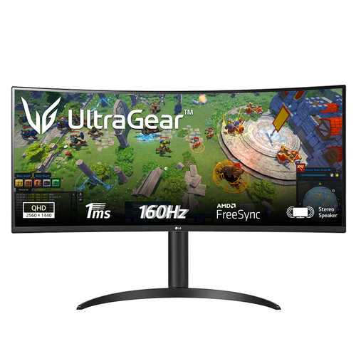 МОНИТОР 34" LG 34WP65C-B Black (VA, изогнутый, 3840x1440, 160Hz, 5 ms, 178°/178°, 300 cd/m, 3000:1, +2хHDMI 2.0, +DP)