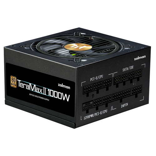 Блок питания ATX 12V Ver3.1 1000W 80+GOLD APFC 12cm fan 24pin 2x(4+4)pin 2x8pin CPU 3xMolex+FDD 4x6/8pin 1xPCI-E 12xSATA 3pin ARGB черный ZM1000-TMX2 VIEW ZALMAN