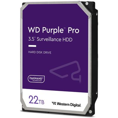Жесткий диск 22TB Western Digital Purple PRO WD221PURP, 3.5", 7200 RPM, 512MB, SATA-III All Frame AI для систем видеонаблюдения