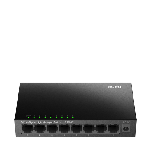 Коммутатор CUDY 8-Port Gigabit Light Managed Switch 8-Port Gigabit Light Managed Switch, 8 10/100/1000M RJ45 Ports, Desktop Metal Case, Power Saving, Plug & Play, Local management via WEB GUI, support STP/RSTP, 802.1Q/MTU/Port Based/Voice VLAN, Static Link Aggregation, Storm Control, 802.3 Flow Control, Loo (GS108E)