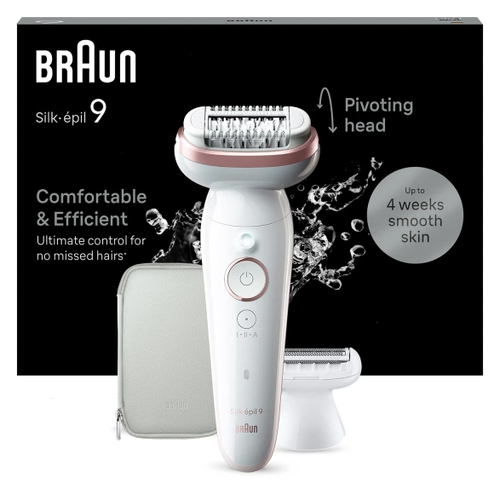 Эпилятор Braun SES9-030 скор.:2 насад.:3 от электр.сети от  аккум.  белый/розовый