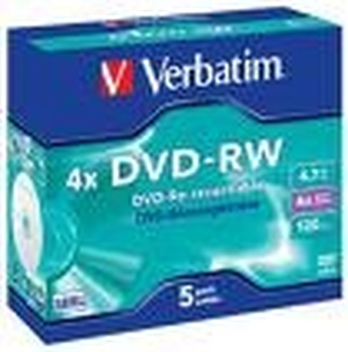 43285 Диски DVD-RW Verbatim 4-x, 4.7Gb (Jewel Case, 5шт.)