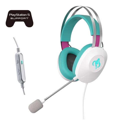 Гарнитура ASUS TUF Gaming H1 Gen II MIKU Edition белый/голубой, проводная, подсветка, совместимость с PS5