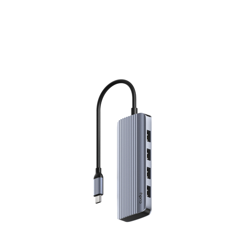 Концентратор CUDY  UH500  6-IN-1 USB-C Hub with 4K HDMI 6-IN-1 USB-C Hub, Aluminium housing, 1 USB-C 3.0 5Gbps male connecter with 20cm cable, 1x 4K@30Hz HDMI Port,  1x 100W USB-C port for PD Charging,  4x USB-A 5Gbps Data Ports, compatible with MacBook Pro, MacBook Air, Dell XPS, Lenovo Thinkpad, HP Laptops an