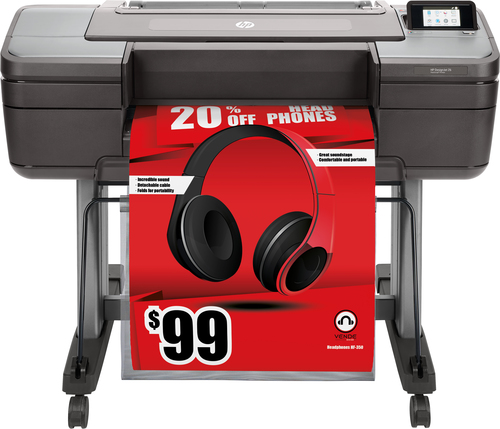 Широкоформатный принтер HP DesignJet Z6 PS (24",6 colors, pigment ink, 2400x1200dpi,128 Gb(virtual),500 Gb HDD, GigEth/host USB type-A,stand,single sheet and roll feed,autocuttePS)