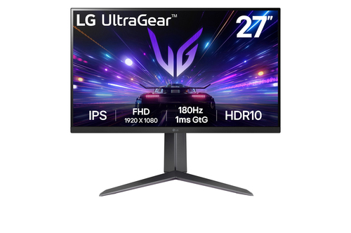 27GS65F-B - Монитор, LG, 27GS65F-B, 27", 1920x1080, IPS, 180 Гц, HDMI, DP, 300кд/м2, 1000:1, 16.7М, 1мс, угол обзора(гор/верт) 178/178, 16:9, Чёрный