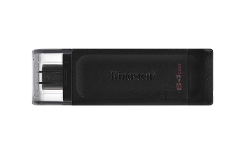 USB накопитель Kingston - DataTraveler 70, USB Type C (USB 3.2 Gen 1), 64 ГБ, цвет чёрный, DT70/64GB