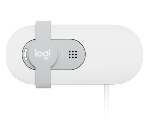 Веб-камера Logitech Brio 100 1920x1080, 30 кадр/с, USB Type-A, микрофон (шумоподавление), шторка приватности, автоосвещение, универсальное крепление белая