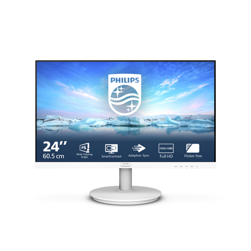 МОНИТОР 23.8" PHILIPS 241V8AW/00 (Б/У) WHITE (IPS, 1920x1080, 75Hz, 4 ms, 178°/178°, 250 cd/m, 1000:1, +HDMI, +MM)