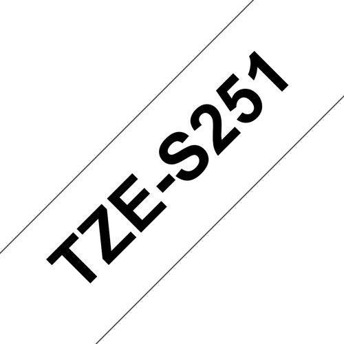 TZES251 - Плёнка повышенной адгезии для наклеек Brother TZES-251 чёрный шрифт на белой основе, 24мм*8м