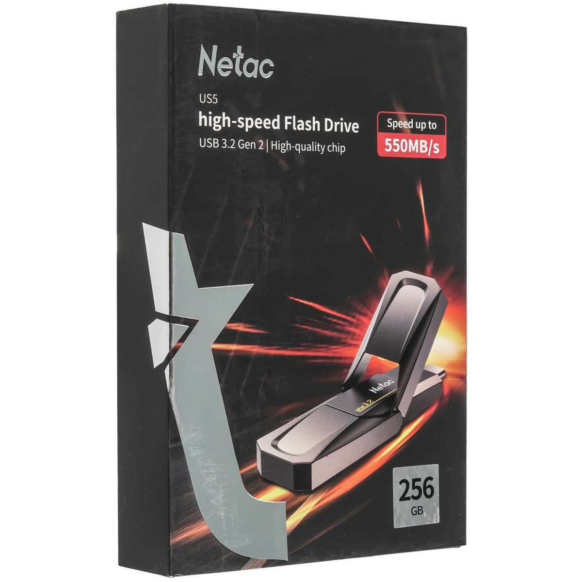 Netac Флеш-накопитель US5 NT03US5C-256GB-32TA USB3.2 256GB black +TypeC Solid St