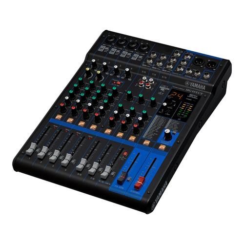 Микшер Yamaha [MG10XUF] аналоговый, 10-канальный: макс. 4 микрофонных / 10 линейных входов (4 моно + 3 стерео) / 1 стереошина / 1 шина AUX, Микрофонные предусилители D-PRE, Фантомное питание +48 В, эффекты: SPX с 24 программами, Интерфейс USB Audio