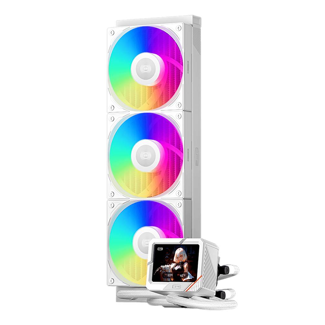 СВО PcCooler GT360 ARGB Display WH, 360 мм, 3×120 мм, ARGB, белый