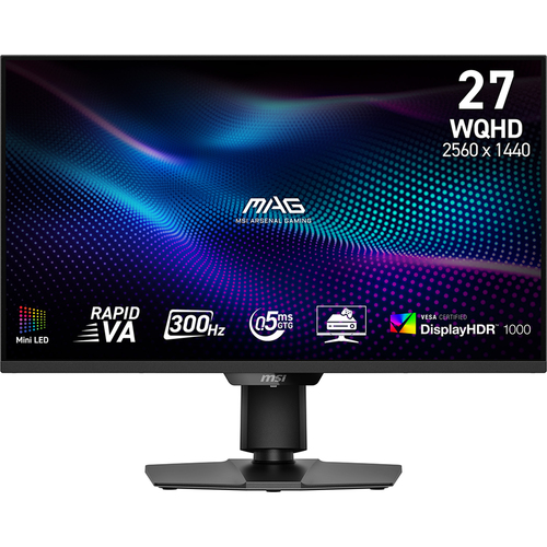Монитор MSI MAG 274QPF X30MV 27" 16:9 WQHD(2560x1440) Rapid VA Flat, DisplayHDR 1000, 0.5ms, 5000:1, 100M:1, 400nits, 178/178, 2xHDMI 2.1, DP 1.4a, Tilt,Swivel,Height,Pivot,VESA,300Hz,Black,1y w-ty