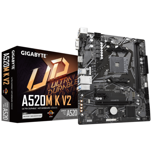 Материнская плата Gigabyte A520M K V2 Soc-AM4 AMD A520 2xDDR4 mATX AC`97 8ch(7.1) GbLAN RAID+VGA+HDMI