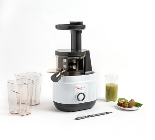 Соковыжималка Moulinex ZU150110 белый/черный, шнековая вертикальная, 150 Вт, 800 мл, электронное, реверс