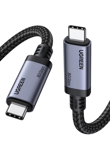 65383_ Кабель UGREEN L706 (65383) 240W 80Gbps USB-C to USB-C GEN4 Charging Cable 5A Max.  Длина:  1м.  Цвет: серый