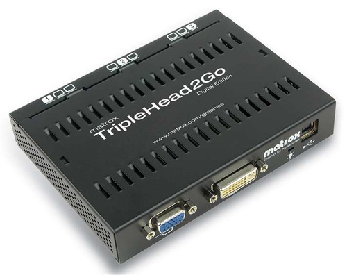 Коммутатор видеосигнала Matrox Коммутатор видеосигнала Matrox T2G-D3D-IF TripleHead2Go Digital Edition 3x1680x1050(2x 1920x1200) external multi-display upgrade that adds up to three monitors to your system,Input-DVI-DL or VGA,Output-2/3 DVI-I outputs,cable:1VGA-VGA,1DVI-DVI,1USB RTL {