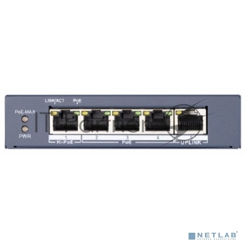 Коммутатор Hikvision DS-3E0505HP-E, 5×1 Гбит/с (4×PoE/Hi-PoE), неуправляемый