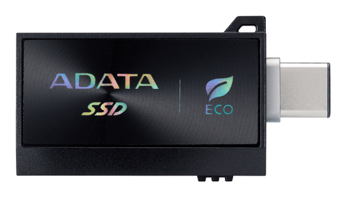 Твердотельный накопитель/ ADATA External SSD SC730, 512GB, Type-C, Type-A, USB 3.2 Gen2, R/W 600/600 MB/s, 36.8x23.8x9.7mm, Black (5 лет)