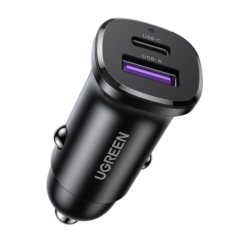 Автомобильное зарядное устройство UGREEN EC305 (25845) USB-C PD+USB-A QC 30W Fast Car Charger с чехлом. Цвет: черный