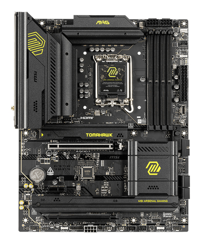 Материнская плата MSI MAG B860 TOMAHAWK WIFI, LGA 1851, Intel B860, 4xDDR5, 4xSATA, 3xM.2, 1xPCIe 4.0 x4, 1xPCIe 5.0 x16, 1xDP, 1xHDMI, 1xUSB-C, 1x 5Gb LAN, 4xUSB-A 2.0, 4xUSB-A 3.2 Gen 2, 7.1, 2x3.5 мм, TOSLINK, ATX