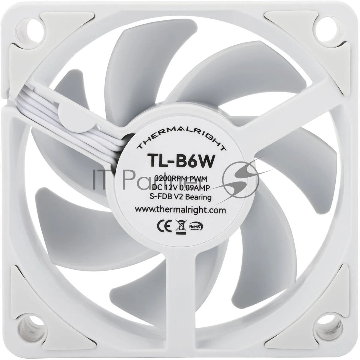 Вентилятор корпусной Thermalright TL-B6W белый, 60 мм, 3200 об/мин, 20.17 дБ, 4 pin PWM, без подсветки