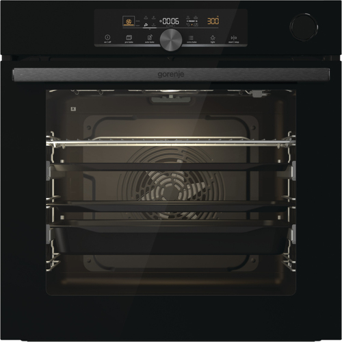 Gorenje Духовой шкаф с добавлением пара Gorenje BSA6747A04BG (Advanced / 77 л / до 300 °C / Чёрный, стекло / CataClean / Per.Grill / телескоп. напр. (x2) / A+
