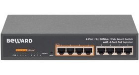 Коммутатор Beward STW-8P4, 8×10/100, 4×PoE (55W), управляемый