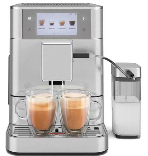 Автоматическая эспрессо-машина KitchenAid 5KES8558ESX, 2.2 л, одновременное приготовление двух чашек, 3 уровня крепости кофе, автоматическая очистка, автоматическая декальцинация, цветной дисплей, сенсорное управление, 40 рецептов, цвет нержавеющая сталь