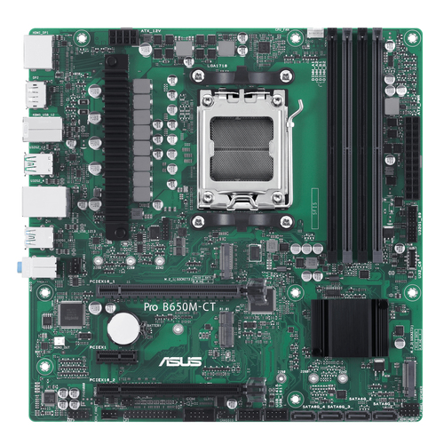 Материнская плата ASUS Pro B650M-CT-CSM, AM5, AMD B650, 4xDDR5, 4xSATA, 2xM.2, 2xPCIe 4.0 x16, 1xPCIe 4.0 x1, 2xDP, 1xHDMI, 1x1Gb LAN, 2xUSB-C 10Gbps, 2xUSB-A 10Gbps, 2xUSB-A 5Gbps, 4xUSB-A 2.0, 3x3.5 мм, 7.1, mATX