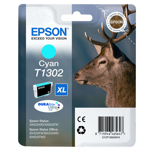 Картридж EPSON C13T13024010 T1302 для Epson Stylus SX525WD/ SX620FW, Epson Stylus Office BX320FW/BX525WD/ BX625FWD, ligh-blue, XL