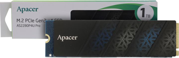Твердотельный накопитель SSD Apacer AS2280P4U PRO 1TB M.2 2280 AP1TBAS2280P4UPRO-1 Client PCIe Gen3x4 with NVMe, 3500/3000, IOPS 670/670K, MTBF 1.8M, 3D NAND, DRAM-lessMB, 760TBW, 0,42DWPD, Heat Sink, RTL (919328)