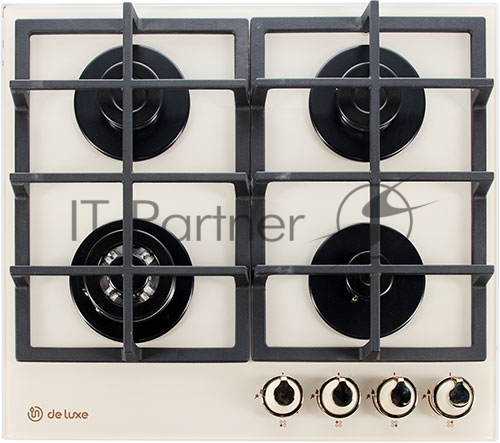 Газовая варочная поверхность DeLuxe GG4 750229F-TC-152, 4 конфорки, закаленное стекло, 7800 Вт
