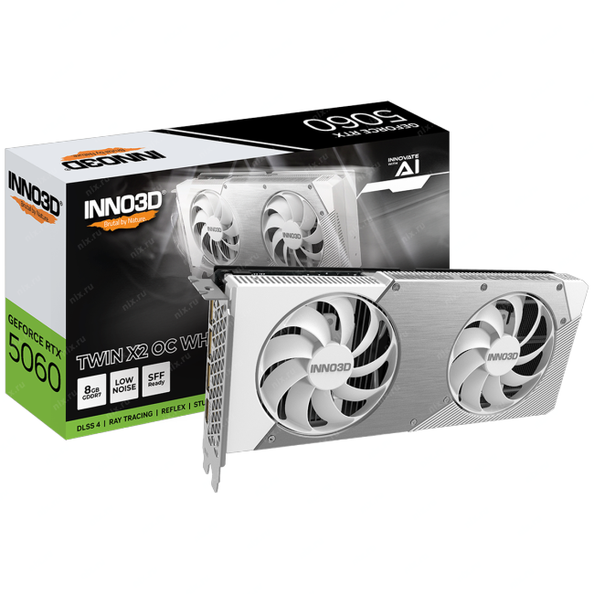 N50602-08D7X-195070W Видеокарта INNO3D RTX 5060 Twin X2 OC  WHITE//RTX5060,  HDMI,  DP*3, 8G,D7