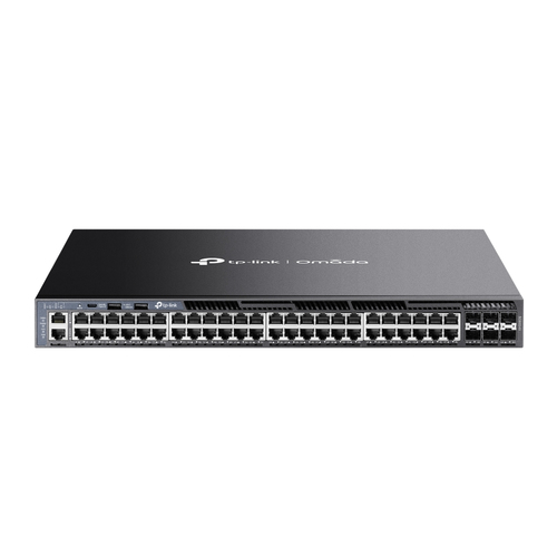 коммутатор TP-Link SG6654X, Omada 48-Port Gigabit Stackable L3 Managed Switch with 6 10GE SFP+ Slots Radius/Tacacs+ Authentication, LACP, CLI, SNMP, Dual Image/Configuration, IPv6, Dual Redundant Power Supplies